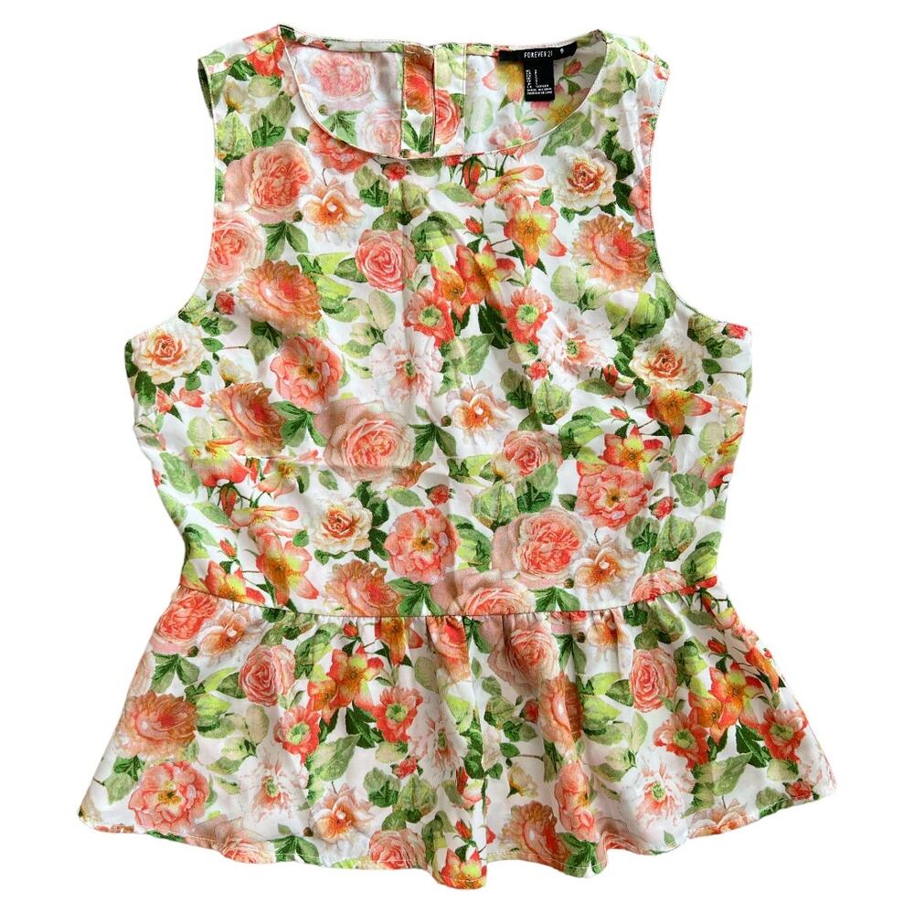 FOREVER 21 Floral Print Sleeveless Top, Small